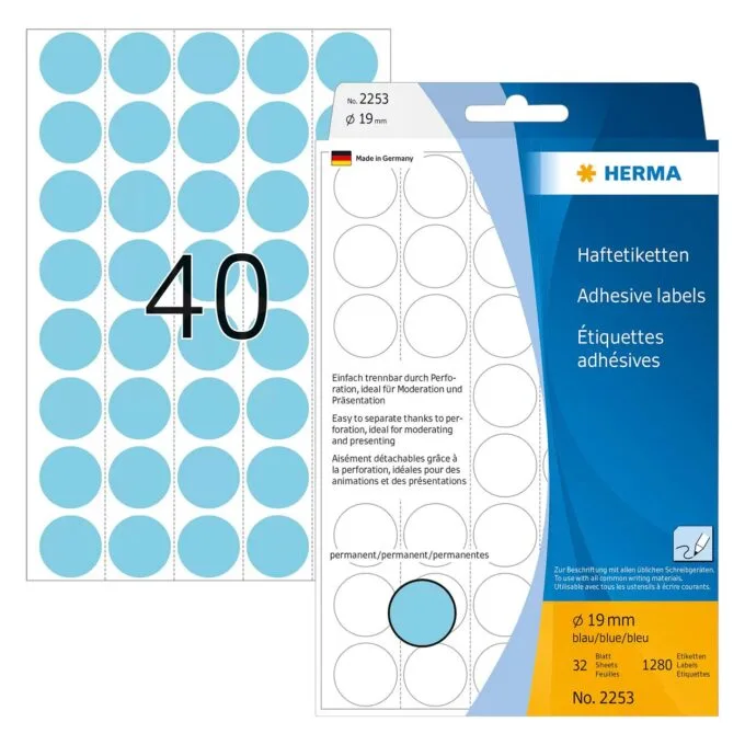 HERMA Klebepunkte Ø 19,0 mm blau — image 1