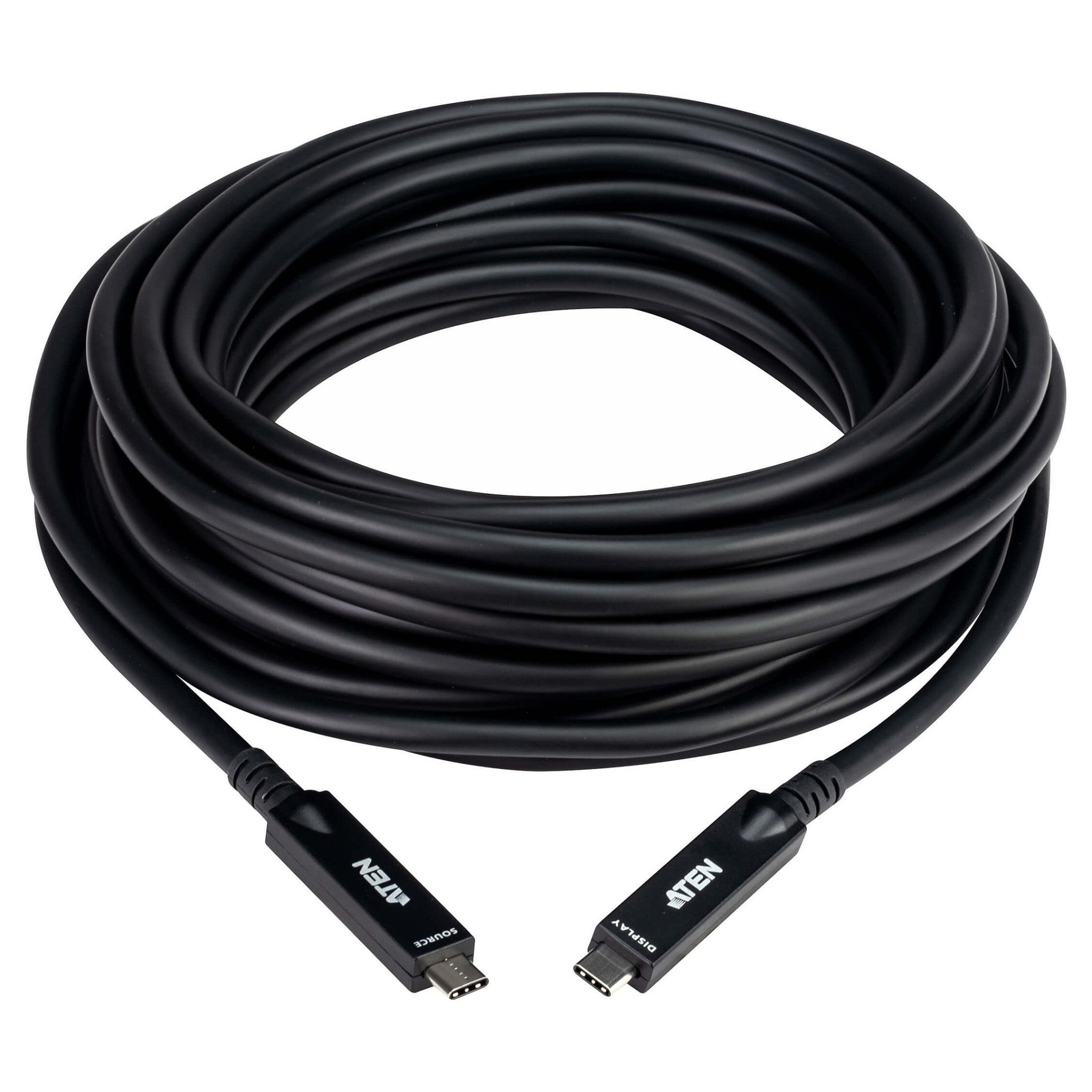 Aten USB C Aten UE3410F aktives optisches Ultra HD-Kabel mit USB-C, schwarz, 10 m