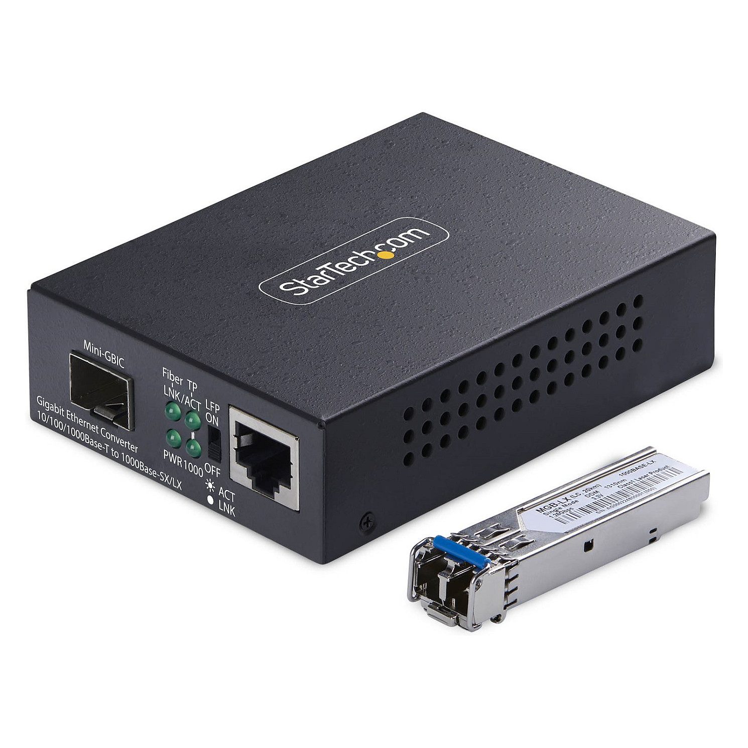 StarTech Gigabit Singlemode SM LC Glasfaser-Medienkonverter 10 100 oder 1000Mbps 40 km RJ45 zu LC Vollmetallgehuse TAA