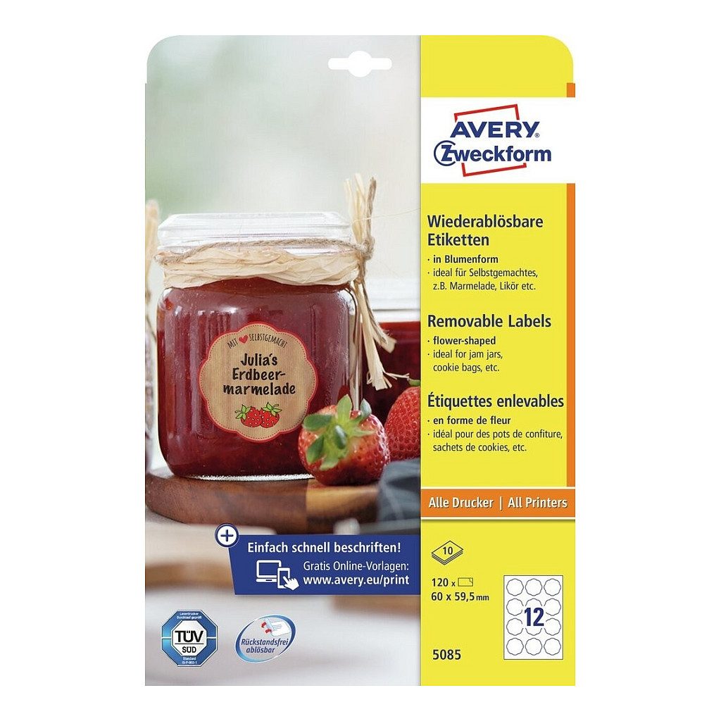 AVERY Zweckform Etiketten 5085 weiß 60,0 x 59,5 mm