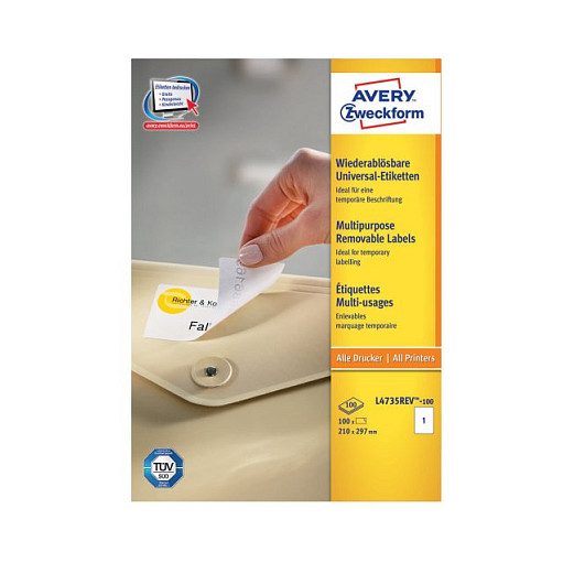 AVERY Zweckform Etiketten L4735REV-100 weiß 210,0 x 297,0 mm