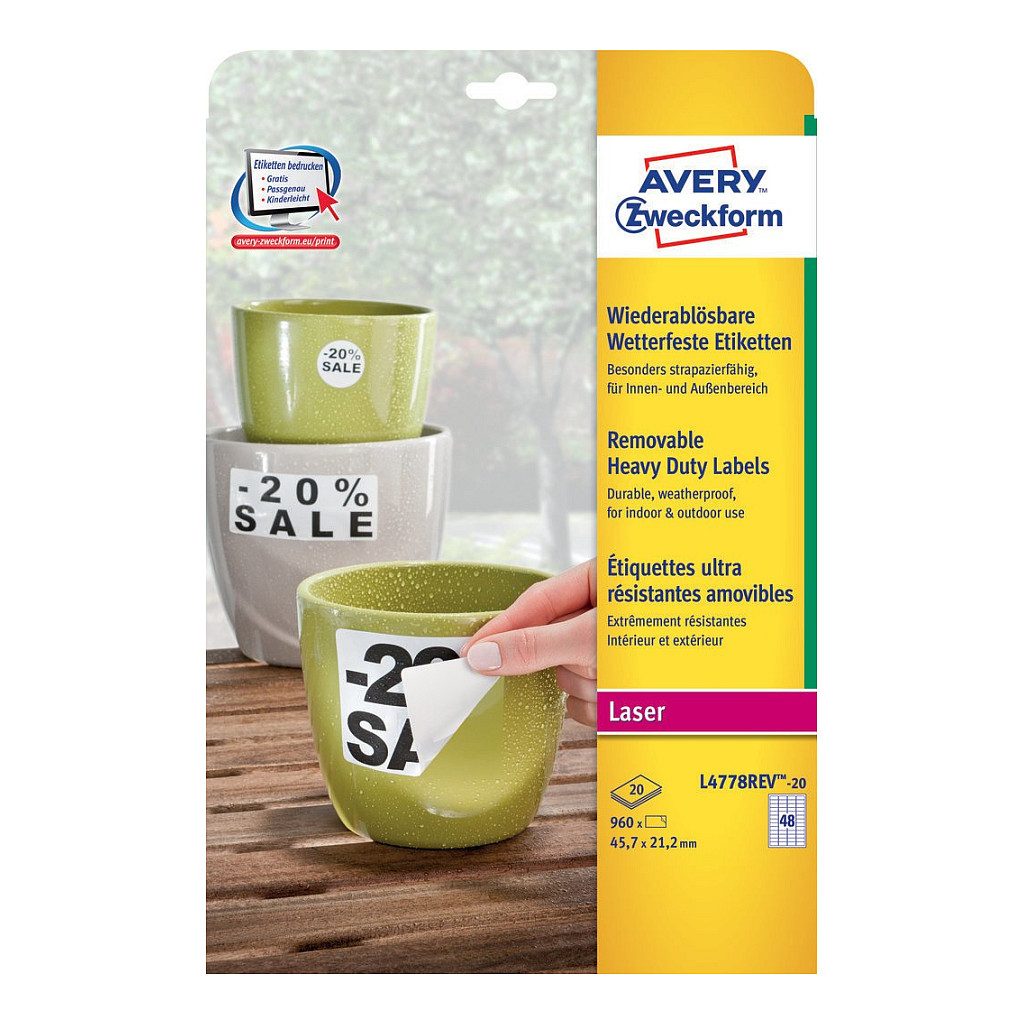 AVERY Zweckform wetterfeste Folienetiketten 45,7 x 21,2 mm