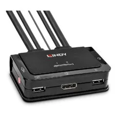 2 Port DisplayPort 1.2, USB 2.0 & Audio Cable KVM Switch (schwarz)