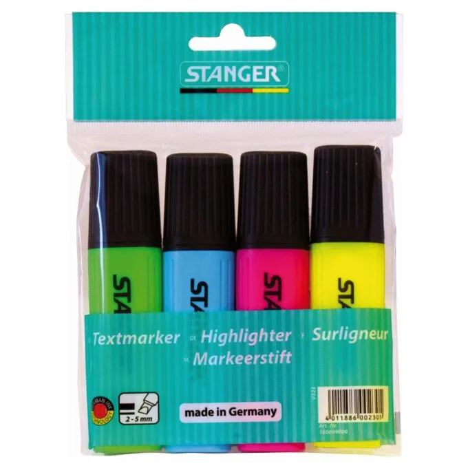 STANGER Textmarker gelb, pink, blau, grün — image 1