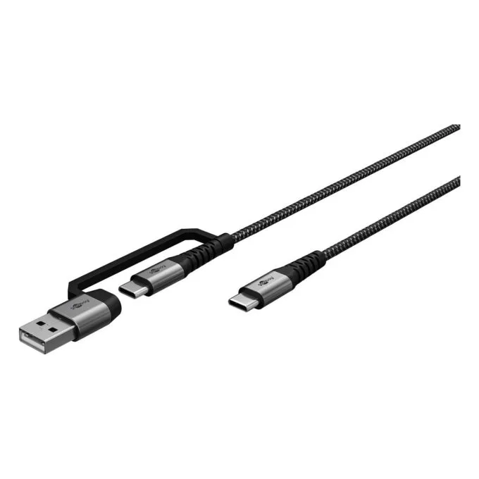 goobay 2in1 USB-Kabel 2m silber, spacegrau — image 1