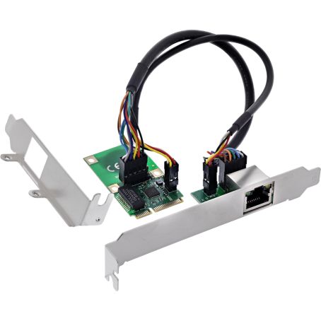 76622V Mini Pcie Gigabit Network Card 1x RJ45,Half Size INCL.RJ45 Module Inline