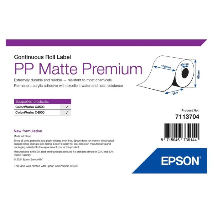 Epson 7113704 printer label — image 1