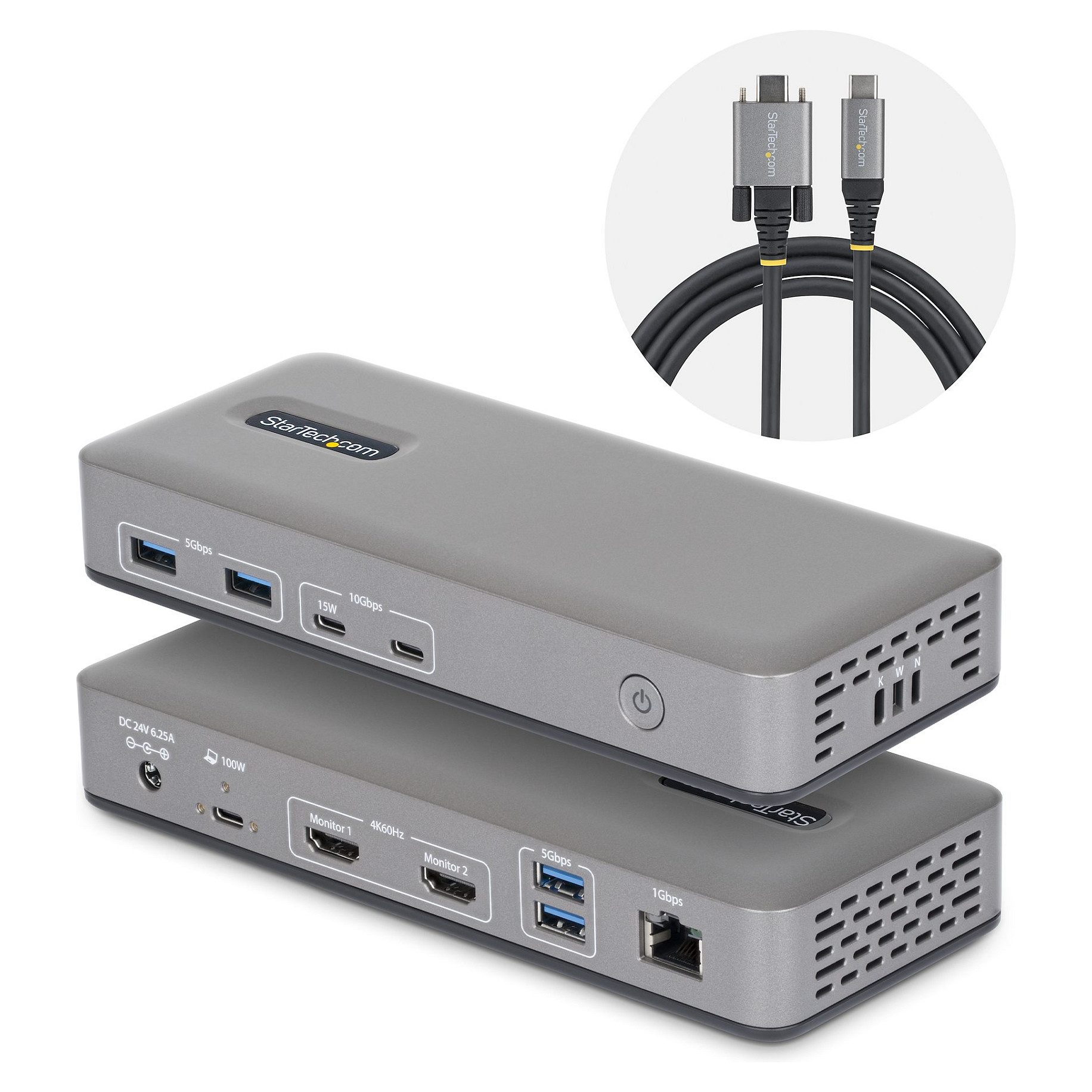 StarTech USB-C Dockingstation Dual 4K 60Hz HDMI MST Dock 100W Power Delivery Laptop-Ladung 1GbE treiberlos Windows