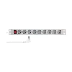 9er Steckdosenleiste 19" PDU mit Schalter LogiLink Hellgrau