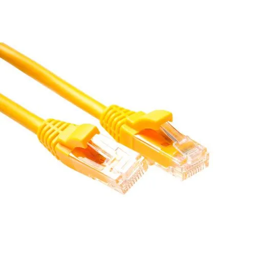 Yellow 2 meter U/UTP CAT5E patch cable component level with RJ45 connectors — image 1