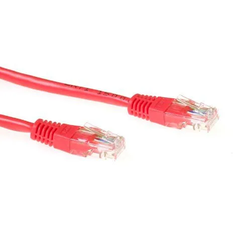 Red 0.5 meter U/UTP CAT5E patch cable with RJ45 connectors — image 1